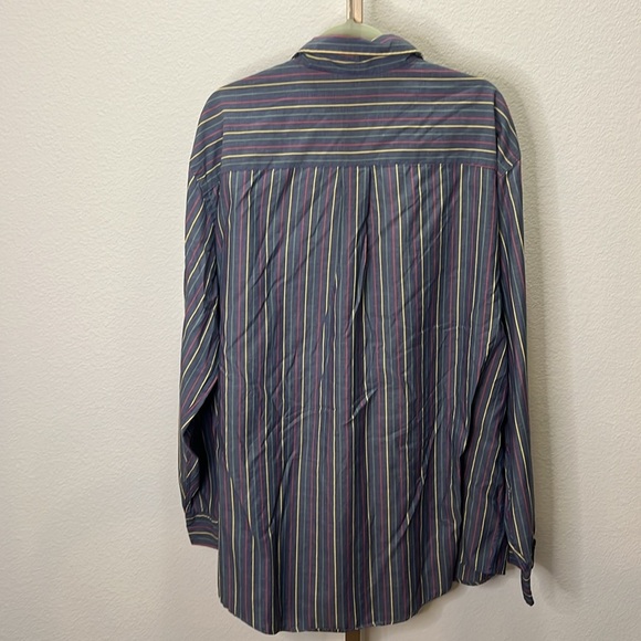 Lands’ End long sleeve button down shirt White Blue Multi-Colored striped XL - Picture 5 of 5